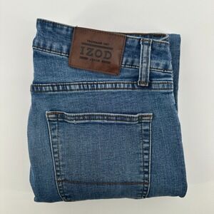 Izod Jeans Mens Blue Denim Skinny 5-Pocket Low Rise Stretch Comfort Everyday